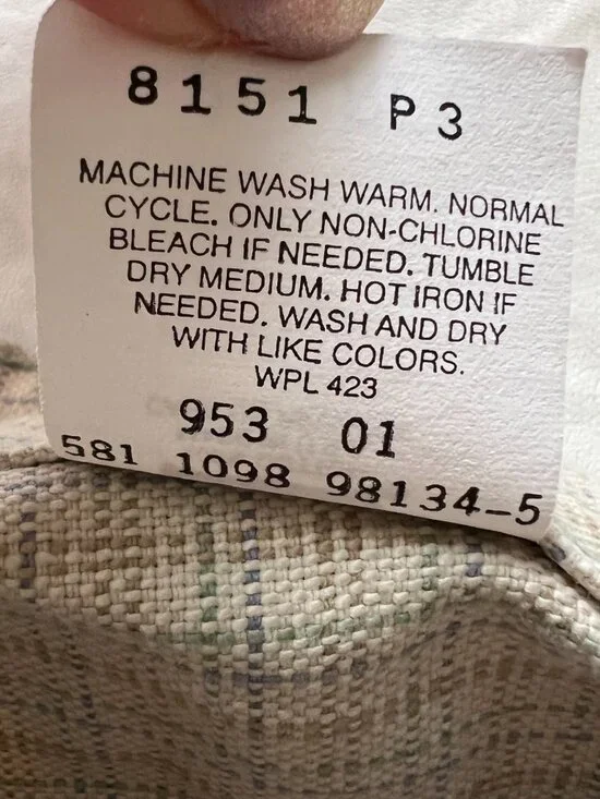 Vintage 90s Levis jean shorts beige brown blue grid 953 womens 8 high waisted - Picture 5 of 6